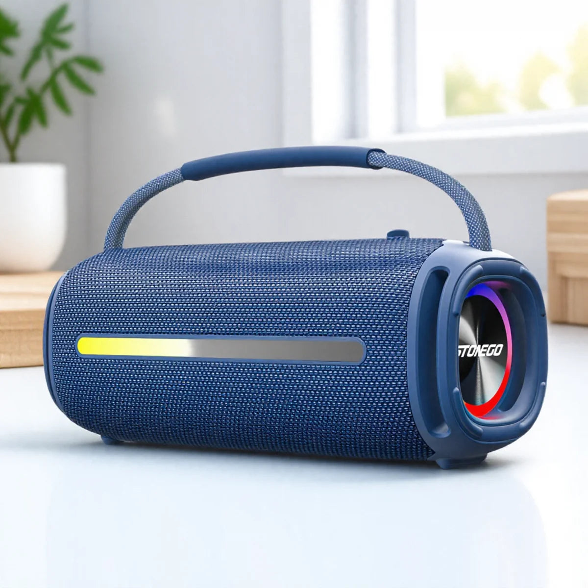 High-end studio headphones on a neon background