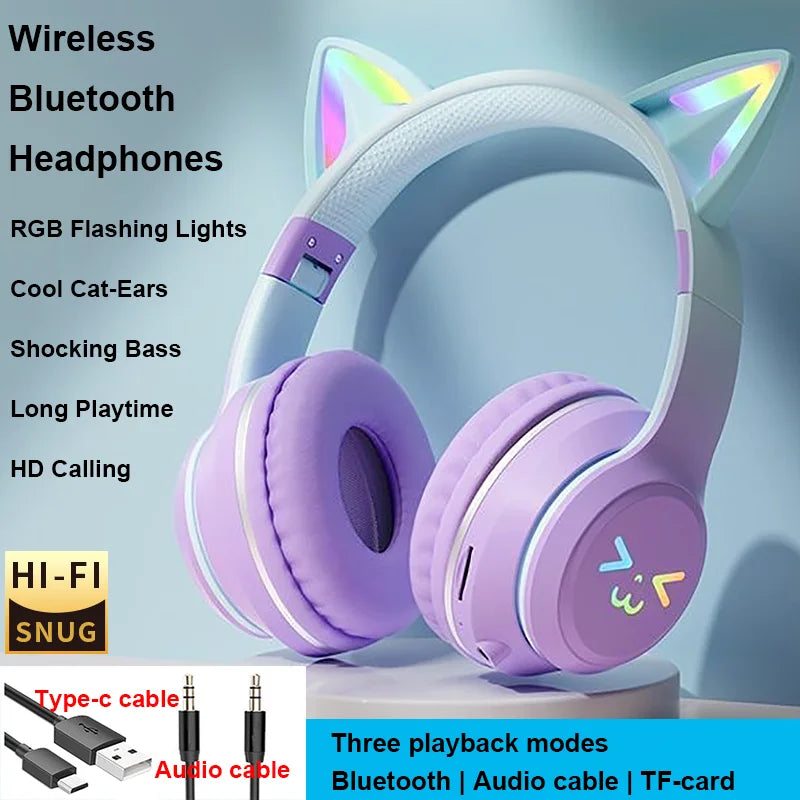 Cool cute wireless headsets Bluetooth headphones noise cancellation great bass stereo foldable headset music Sport game earphone